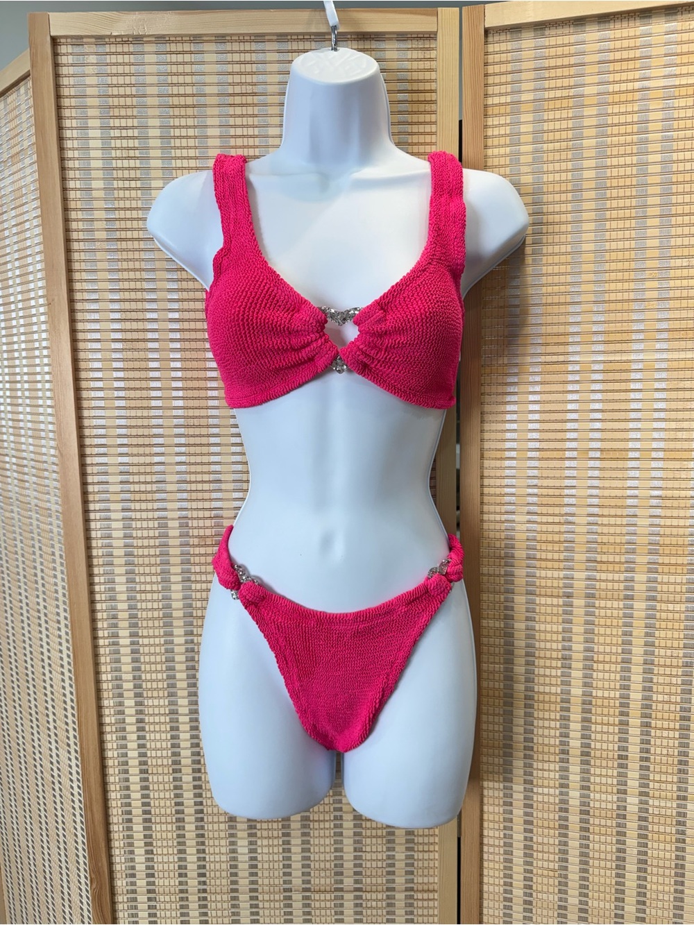 HUNZA G Heather Heart Bikini Set